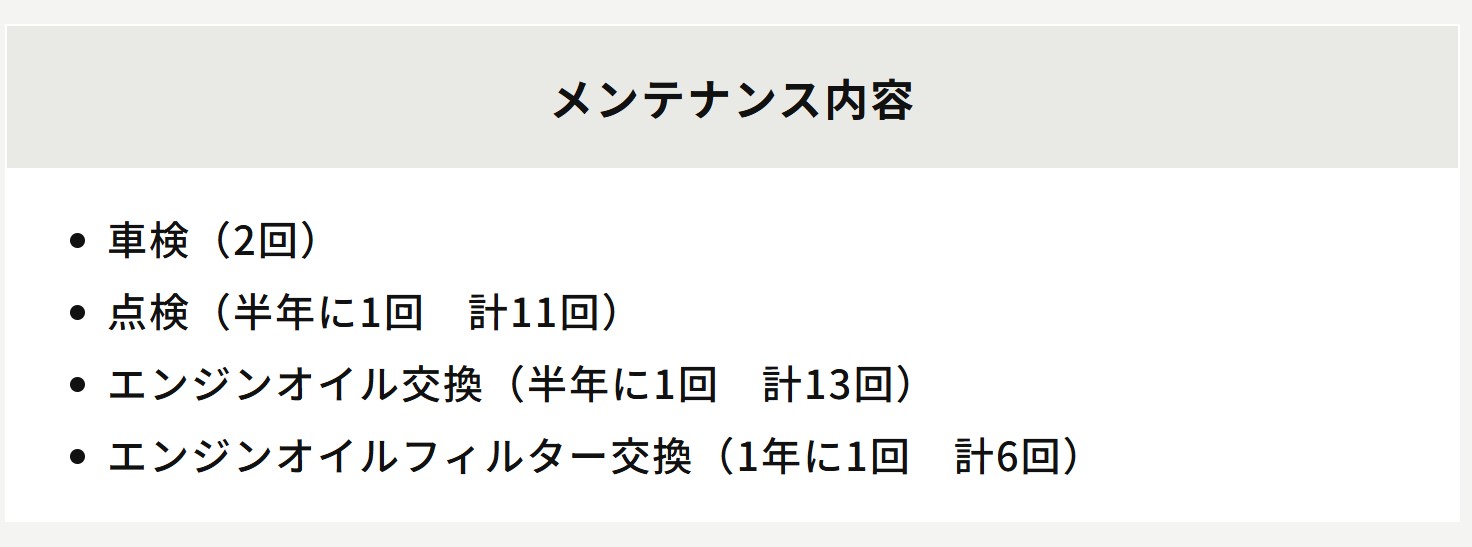 スズキ定額マイカー7メンテ内容